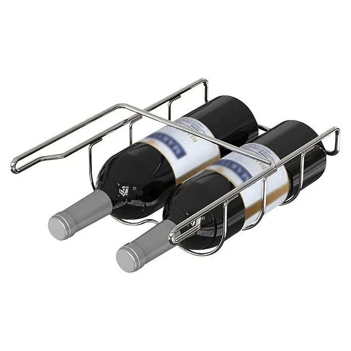 PKM Flaschenregal FR2-219 -  - Weinregal aus Chrommetall mit zwei dunklen Weinflaschen.