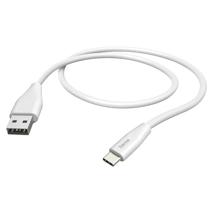 Hama USB-Kabel 00201596 Ladekabel USB-A - USB-C - 1,5 m, Weiß - Weißes, aufgerolltes USB-A zu USB-C Kabel zum Laden und zur Datenübertragung.