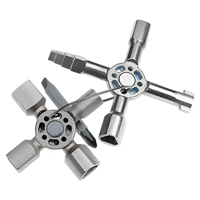 Knipex Universal-Schlüssel Twin Key - 10 Werkzeuge - Ein isolierter Multifunktionsschlüssel mit vier Schlüsseln ist ideal für Handwerker.