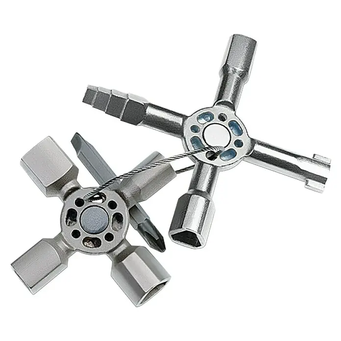 Knipex Universal-Schlüssel Twin Key - 10 Werkzeuge - Ein isolierter Multifunktionsschlüssel mit vier Schlüsseln ist ideal für Handwerker.