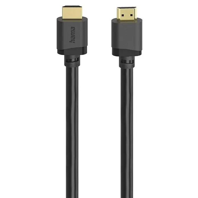 Hama HDMI-Kabel 00202028 8K UHD Audio Return Channel eARC HDMI-Kabel - Schwarz, 2 m - Zwei schwarze HDMI-Kabel mit vergoldeten Anschlüssen.