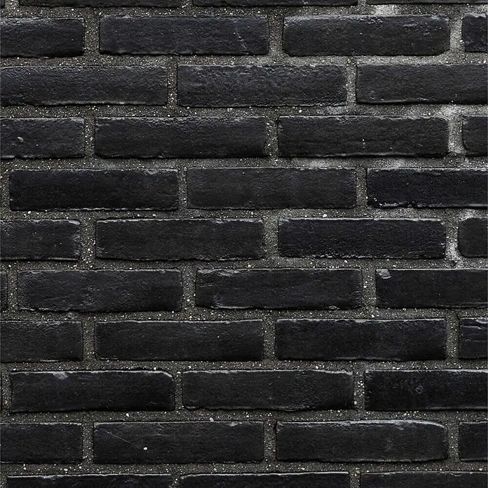 SanDesign Alu-Verbundplatte - 100 x 250 cm, Dark Brick Wall - Strukturierte schwarze Ziegelwand mit dunkelgrauem Mörtel.
