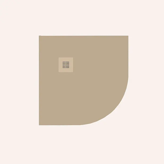 Poalgi Duschwanne Hos's SC - L x B: 80 x 80 cm, Verbundwerkstoff, Beige - Beige Viertelkreis-Duschwanne mit integriertem quadratischem Ablauf.
