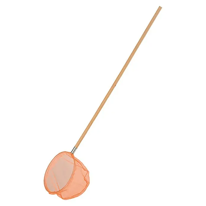 Freund Victoria Kinder-Fischkescher - Länge Stiel: 72 cm - Ein orangefarbenes Schmetterlingsnetz mit einem langen Holzgriff, ideal für Insektenforschung und Outdoor-Abenteuer.