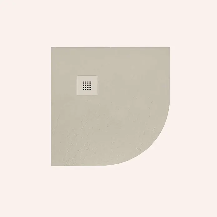 Poalgi Duschwanne Hos's SC - L x B: 80 x 80 cm, Verbundwerkstoff, Marfil - Beige Duschwanne in Viertelkreisform mit strukturierter Oberfläche und quadratischem Abfluss.