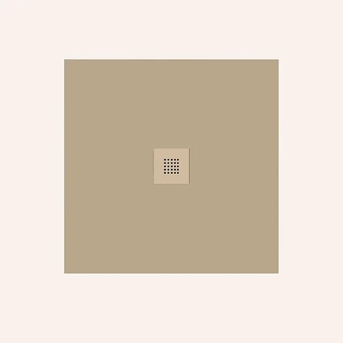 Poalgi Duschwanne Arena SQ - L x B: 120 x 120 cm, Verbundwerkstoff, Beige - Quadratischer beiger Duschablauf mit perforiertem Gitter.