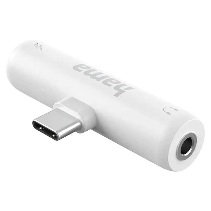 Hama Audio-Adapter 00201723 Audio-Adapter USB-C - 35-mm-Klinke USB-C PD inkl. Ladefunktion -  - Weißer USB-C Adapter mit 3,5mm Audio-Klinke und zusätzlichem Ladeanschluss.