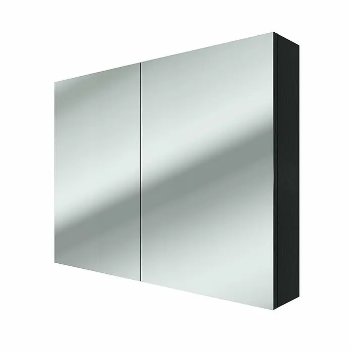 AcquaVapore Spiegelschrank Fertigdusche City-SPS-B100-F07-LED - B x H: 16 x 75 cm - Spiegelschrank mit zwei Türen und dunklen Seitenwänden.