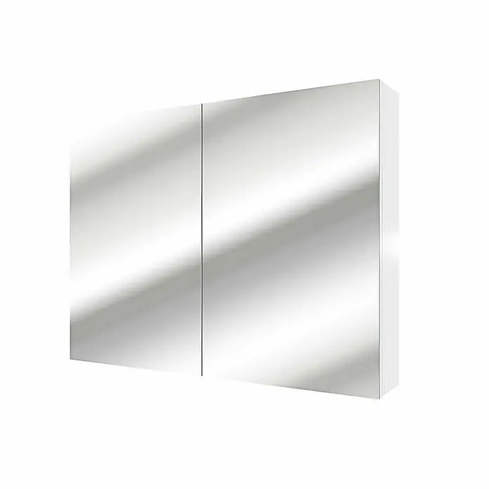 AcquaVapore Spiegelschrank Fertigdusche City-SPS-B100-F01-LED - B x H: 16 x 75 cm - Zweitüriger Spiegelschrank mit weißen Seiten für das Badezimmer.