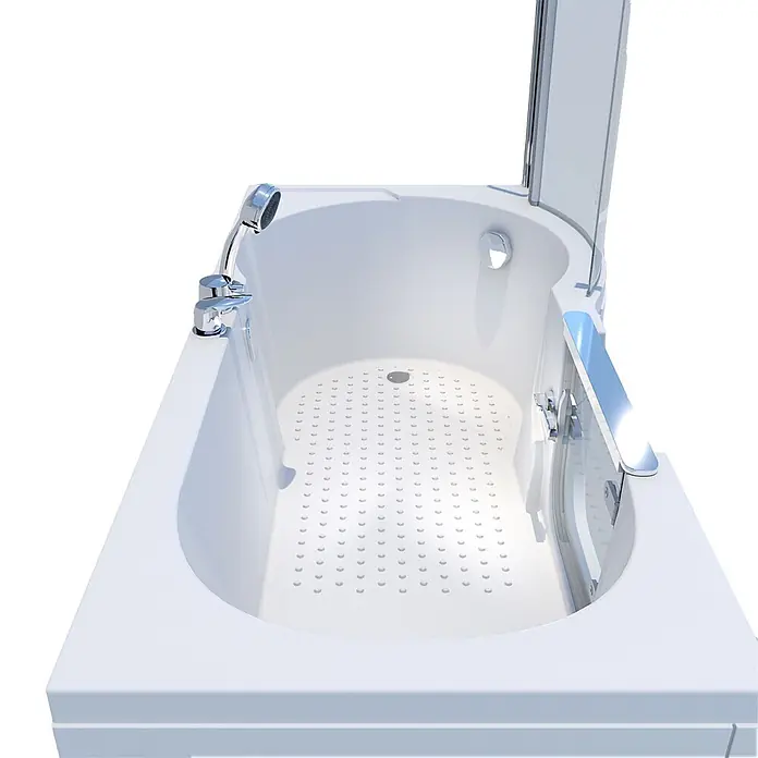 AcquaVapore Komplettdusche Fertigdusche S12D-EH-L-EC - 170 x 85 x 200 cm, Weiß - Weiße Badewanne mit Duschabtrennung, Chromarmatur und rutschfestem Boden.