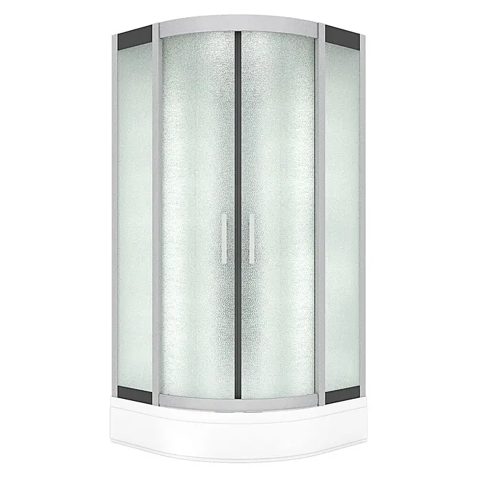 AcquaVapore Komplettdusche Dampfdusche D58-50M2 - Weiß - Quadrant-Duschkabine mit mattierten Glaspaneelen, weißem Rahmen und weißer Duschwanne.