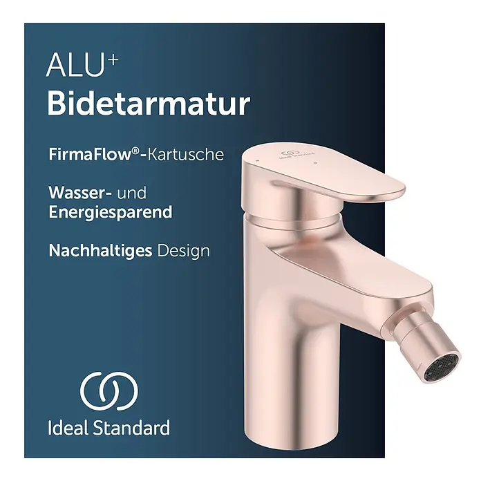 Ideal Standard Alu+ Bidetarmatur - Höhe: 140 mm, Rosé - Roségoldene Bidettarmatur in modernem, schlankem Design mit integriertem Belüfter.