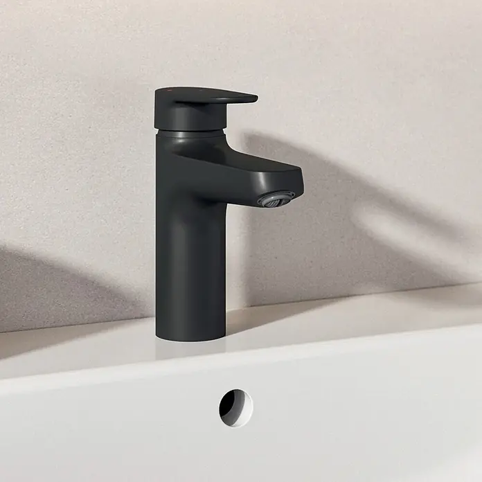 Ideal Standard Alu+ Waschtischarmatur - Höhe: 160 cm, Schwarz - Mattschwarzer Einhebelmischer für ein Waschbecken.