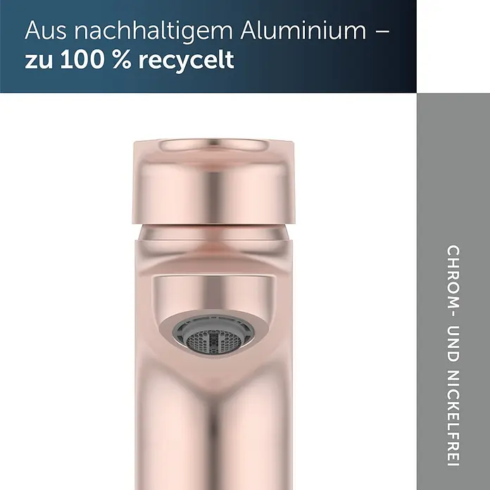 Ideal Standard Alu+ Waschtischarmatur - Höhe: 160 cm, Rosé - Roségoldener Wasserhahnkopf aus 100 % recyceltem Aluminium, chrom- und nickelfrei.