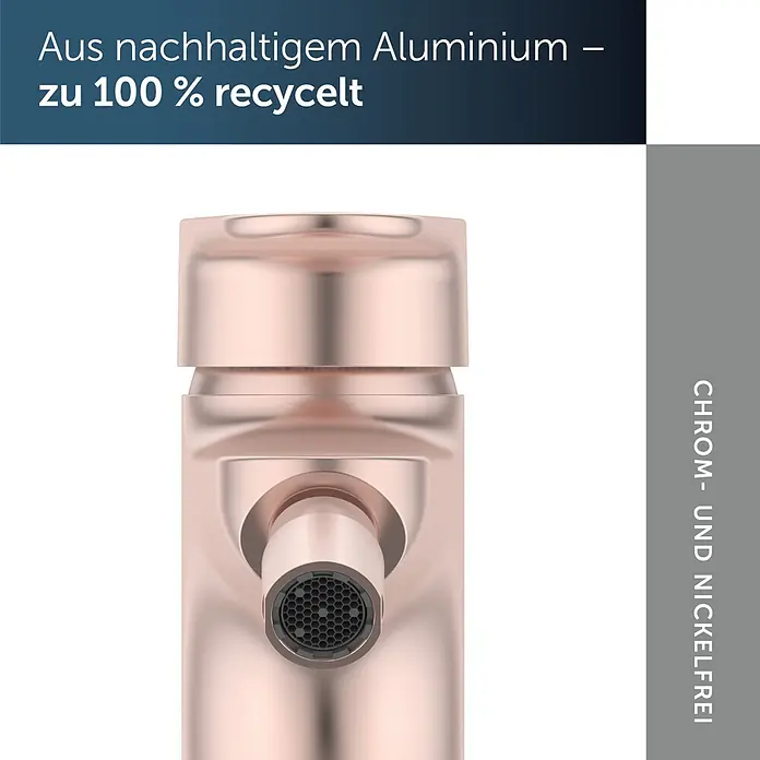 Ideal Standard Alu+ Bidetarmatur - Höhe: 140 mm, Rosé - Roségoldener Wasserhahn aus 100 % recyceltem, nachhaltigem Aluminium, chrom- und nickelfrei.
