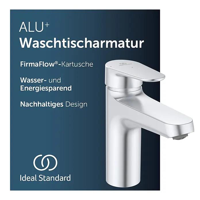 Ideal Standard Alu+ Waschtischarmatur - Höhe: 160 cm, Silber - Silberne Aluminium-Waschtischarmatur.