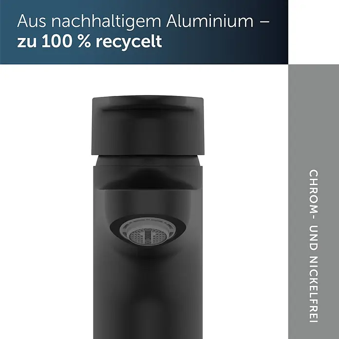 Ideal Standard Alu+ Waschtischarmatur - Höhe: 160 cm, Schwarz - Schwarze Armatur aus 100 % recyceltem Aluminium, chrom- und nickelfrei.