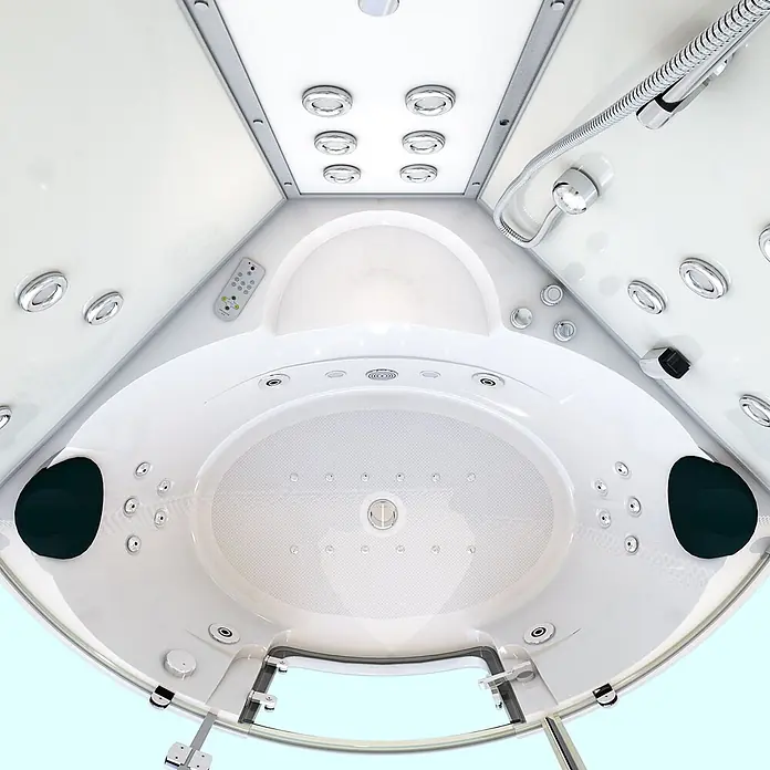 AcquaVapore Komplettdusche Dampfdusche K70-WS-TH-EC-SC - Weiß - Weiße Multifunktions-Duschkabine mit Hydromassagedüsen, Deckenleuchten, Handbrause und Bedienfeld.