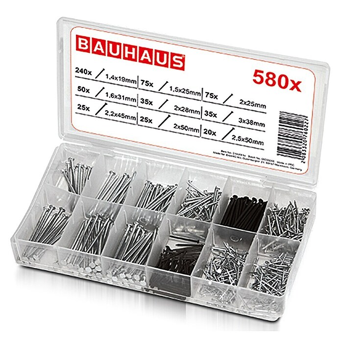 BAUHAUS Assortimentsdoos nagels (580 Stk., Staal)