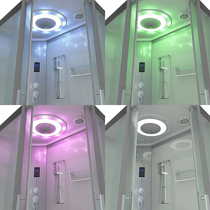 AcquaVapore Komplettdusche Dampfdusche D60-70M2R - Weiß - Moderne Duschkabine mit verstellbarer LED-Beleuchtung, Regendusche und modernen Bedienelementen.