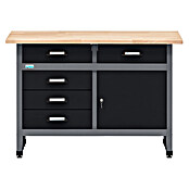 Küpper Delovni pult  (Do x Š: 60 x 120 cm, Delovna višina: 84 cm, Nosilnost: 300 kg, Črna, Število predalov: 5 kos) | Delovni pulti | Oprema za delavnice | Orodja in stroji | Izdelki | BAUHAUS