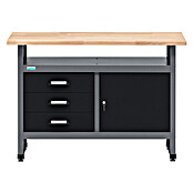 Küpper Delovni pult  (Do x Š: 120 x 60 cm, Delovna višina: 84 cm, Nosilnost: 300 kg, Črna, Število predalov: 3 kos) | Delovni pulti | Oprema za delavnice | Orodja in stroji | Izdelki | BAUHAUS