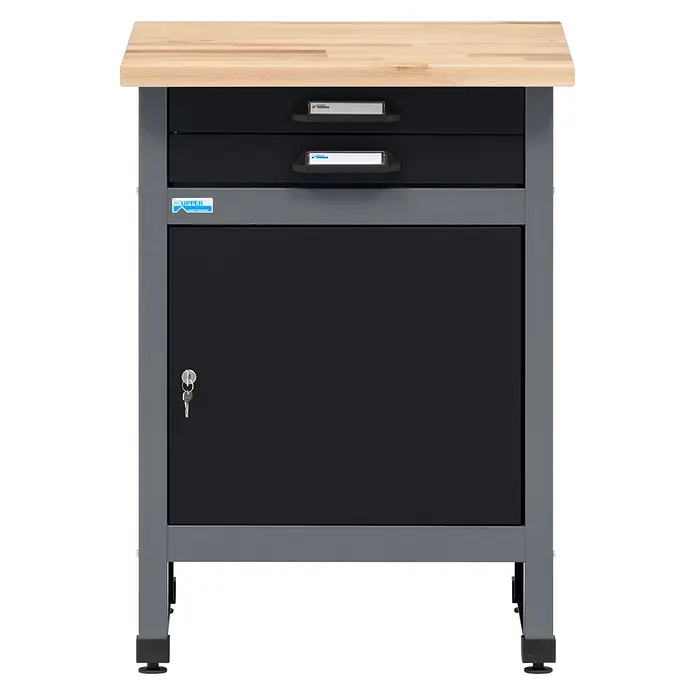 Küpper Werkbank - L x B: 60 x 60 cm, Arbeitshöhe: 84 cm, Belastbarkeit: 300 kg, Schwarz/Anthrazit, Anzahl Schubladen: 2 Stk.