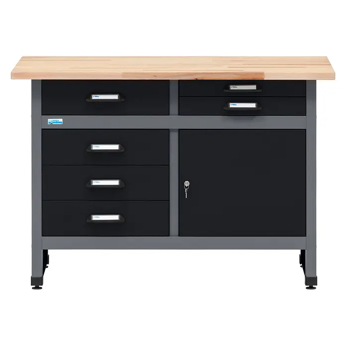 Küpper Werkbank - L x B: 60 x 120 cm, Arbeitshöhe: 84 cm, Belastbarkeit: 300 kg, Schwarz/Anthrazit