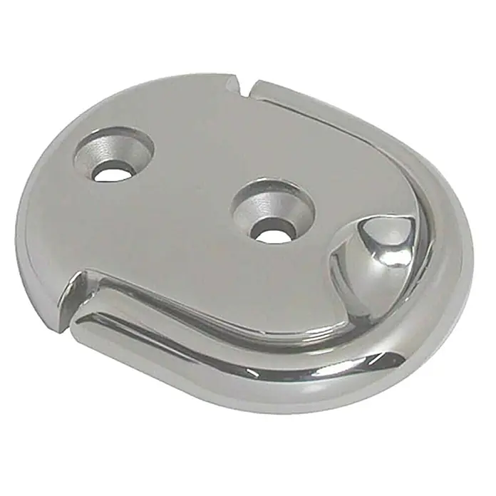 Marinetech Klappauge - Ø x L: 70 x 60 mm, Edelstahl, A4 - Das ist ein poliertes, ovales Edelstahl-Deckfitting mit zwei Schraubenlöchern. Robust und langlebig für nautische Anwendungen.