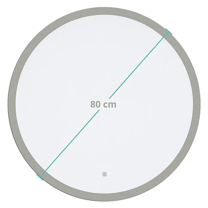 LOMAZOO Lichtspiegel LMZ-OSLO - Durchmesser: 80 cm, Weiß - Runder LED-Spiegel mit grauem Rahmen, 80 cm Durchmesser und Touch-Sensor.