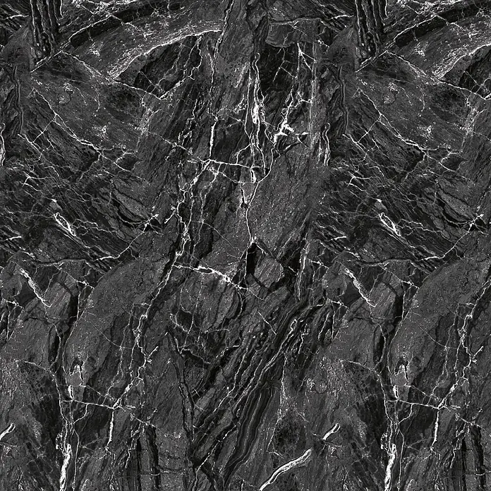 GEO Alu-Verbundplatte - 150 x 255 cm, Gunmetal - Schwarzmarmor-Textur mit feinen weißen Adern, ideal für elegante Oberflächen.