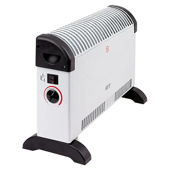 Voltomat HEATING Convector - 2.000 W, Blanco - Imagen de un radiador eléctrico blanco con detalles en negro, sobre un fondo blanco.