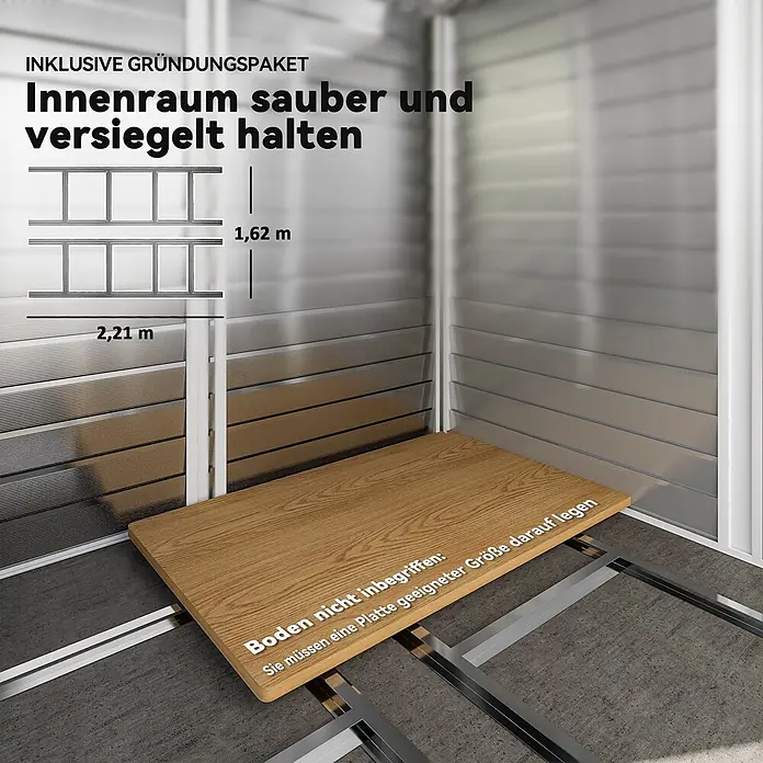 Outsunny Gerätehaus - Außenbreite inkl. Dachüberstand: 240 cm, Außentiefe inkl. Dachüberstand: 206 cm, Stahl, Dunkelgrau - Metallfundamentrahmen für einen Geräteschuppen, mit transparenten Wänden und Innenmaßen von 2,21 m x 1,62 m. Der Boden ist nicht inklusive.