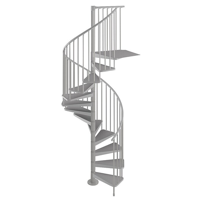 Scrigno Escalera de caracol Flow (Plata, Diámetro: 120 cm, Altura de planta: 273 cm - 299 cm) | BAUHAUS