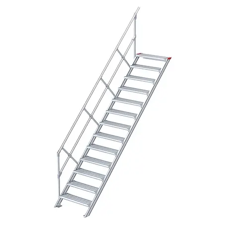 Euroline  Außentreppe 510 Treppe 45° 800mm Stufenbreite 13 Stufen Alu gerieft