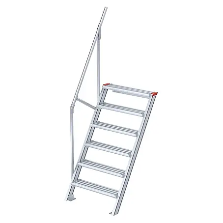Euroline  Außentreppe 510 Treppe 60° 600mm Stufenbreite 6 Stufen Alu gerieft