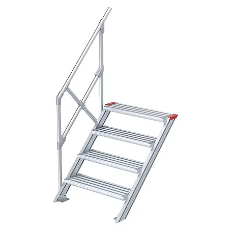 Euroline  Außentreppe 510 Treppe 45° 600mm Stufenbreite 4 Stufen Alu gerieft