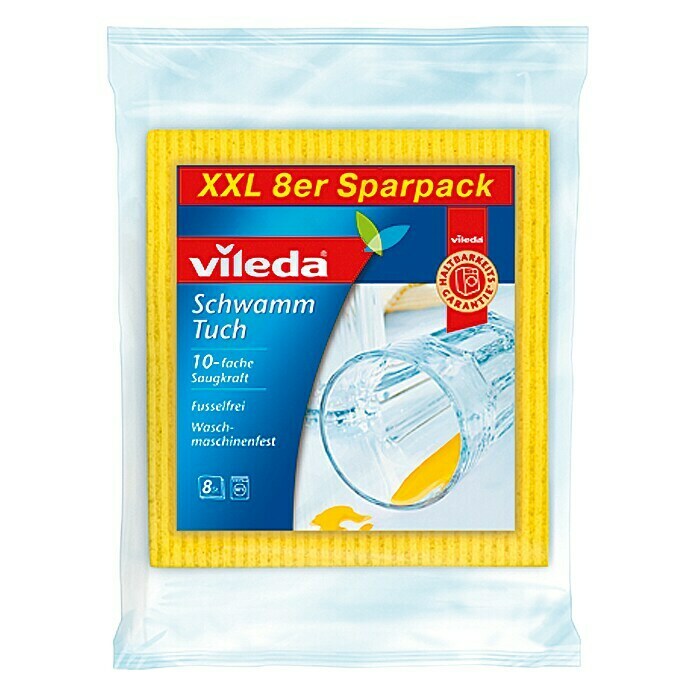 Vileda Schwammtuch XXL Sparpack8 Stk., Gelb, 18 x 20 cm Front View