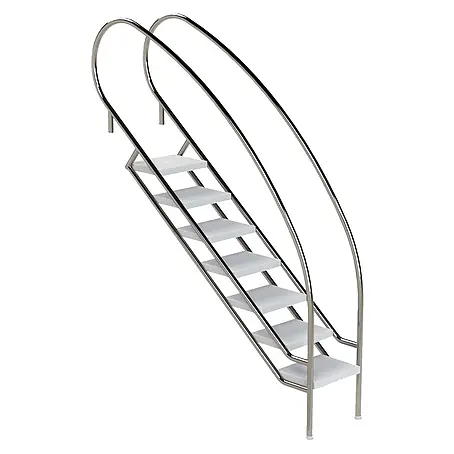 Ideal Eichenwald  Anlegeleiter Pooltreppe Modell 08.2 Miami Swing Beckentiefe 1999mm Ausladung 2088mm 8 AB