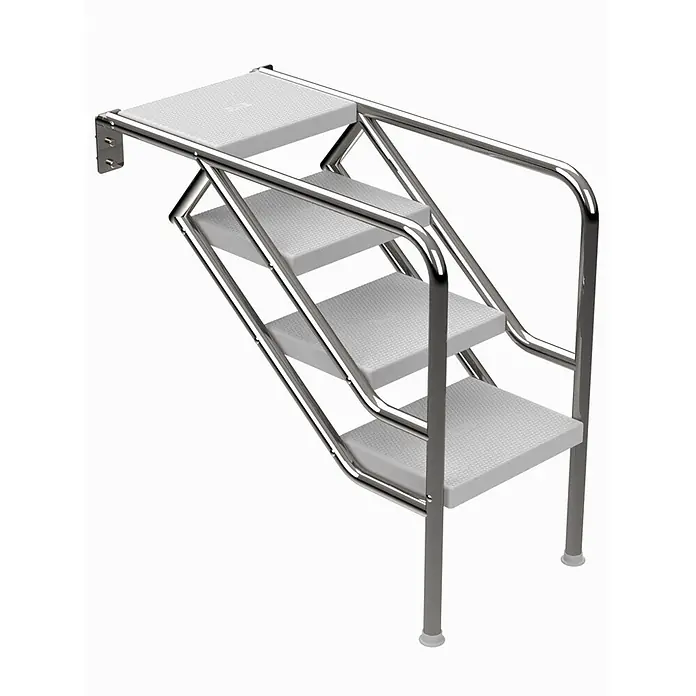 Ideal Eichenwald Anlegeleiter Pooltreppe Modell 08.3 Miami nur Unterteil Beckentiefe 1199mm 4 -Waffelblec - Anzahl Tritte: 4 Stk., Belastbarkeit: 120 kg, Edelstahl - Edelstahlstufen mit strukturierter Anti-Rutsch-Trittfläche und Handlauf, ideal für Pool, Boot oder Steg.