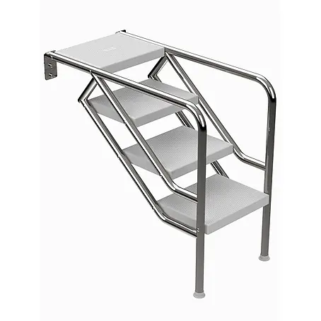 Ideal Eichenwald  Anlegeleiter Pooltreppe Modell 08.3 Miami nur Unterteil Beckentiefe 1199mm 4 -Waffelblec