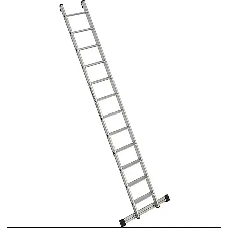 Euroline  Anlegeleiter Premium 30174 Alu Stufenanlegeleiter mit integriertem Anlegegummi 12 Stufen