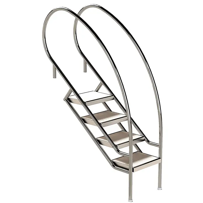 Ideal Eichenwald Anlegeleiter Pooltreppe Modell 08.2 Miami Swing Beckentiefe 1199mm Ausladung 1088mm 4 -W - Anzahl Tritte: 4 Stk., Belastbarkeit: 120 kg, Edelstahl - Edelstahl-Pooltreppe mit gebogenen Handläufen und rutschfesten Trittflächen für sicheren Ein- und Ausstieg.