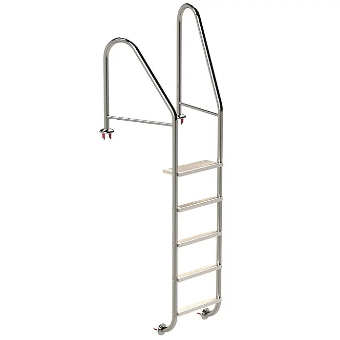 Ideal Eichenwald Anlegeleiter Poolleiter Modell 07 Marina Öffentlich Flanschmontage Beckentiefe 1620mm 5 - Anzahl Tritte: 5 Stk., Belastbarkeit: 120 kg, Edelstahl - Edelstahl-Schwimmbadleiter mit vier rutschfesten Stufen.