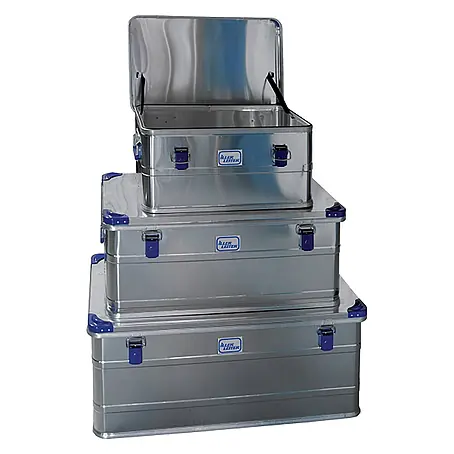 Iller Leiter  Aufbewahrungsbox Aluminiumbox Gr.XL 89,5x48,6x39,5mm mit Stapelecken und 146l Volumen