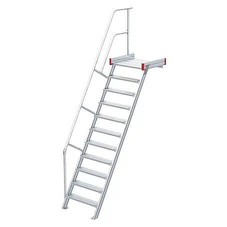 Euroline  Außentreppe 511 Podesttreppe 60° 800mm Stufenbreite 11 Stufen Alu gerieft