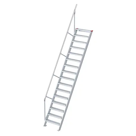 Euroline  Außentreppe 510 Treppe 60° 600mm Stufenbreite 16 Stufen Alu gerieft