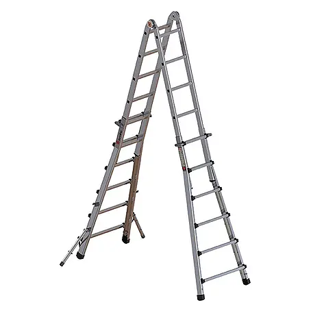 Euroline  Mehrzweckleiter Premium 316 Alu-Vario -Klappleiter mit Standverbreiterung 4x6 Sprossen