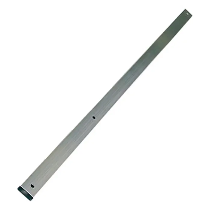 Euroline Mehrzweckleiter Ausstiegsholm einseitig Aluminium blank, Stückpreis - Aluminium - Silberne Aluminium-Verlängerungsschiene mit Rillen, Befestigungslöchern und schwarzer Endkappe.