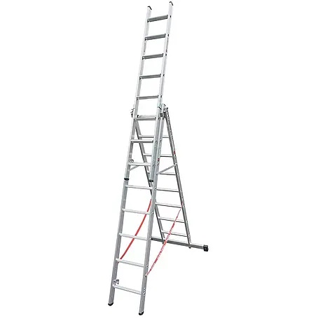 Euroline  Mehrzweckleiter Premium 30777 Stufen Mehrzweckleiter mit Wandlaufrollen 3-teilig 3x8 Stufen